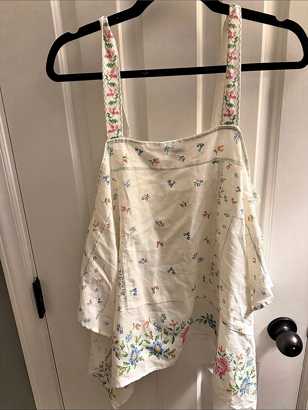 Zara Floral Print Asymmetric Linen Top Floral Camisole White & Multicolor